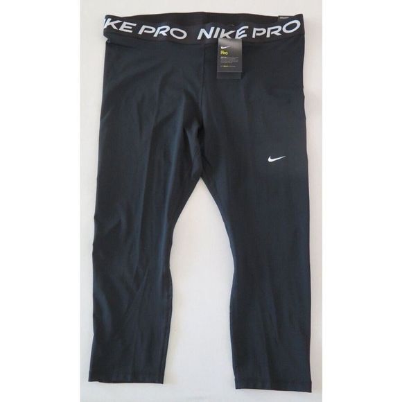 Nike Pro DC5393 013 Women's Plus Sz 1X Black 365 Mid-Rise Crop Leggings - Picture 1 of 3